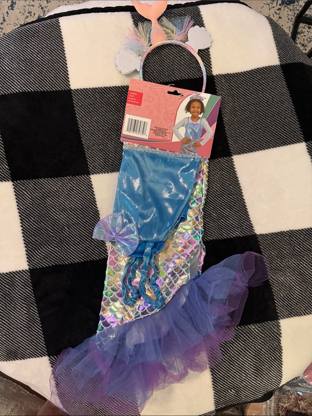Girls Shimmery Blue & Purple Mermaid Costume with Tulle Skirt
